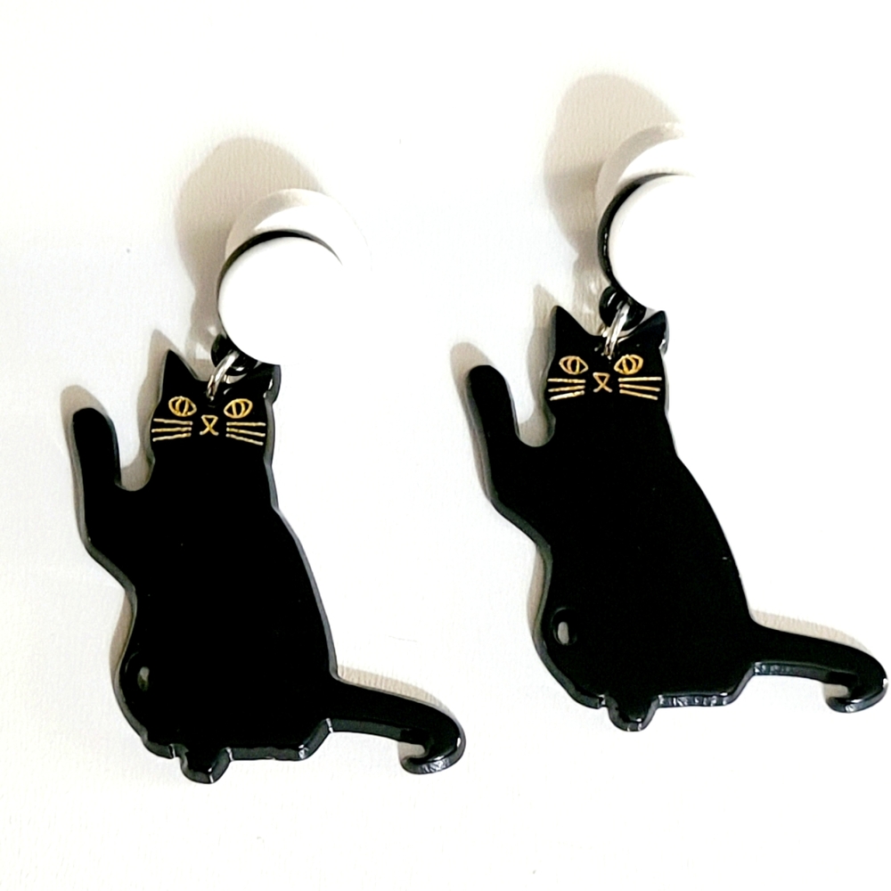 Black Kitty Cat Postback Earrings